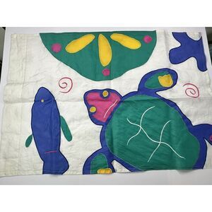 Vintage Sea Turtle And‎ Fish Flag Beautiful Colors 40"X28"